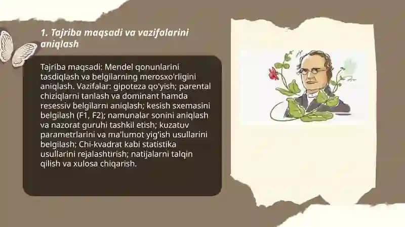 Mendel qonunlari boʻyicha tajribalar qoʻyish metodikasi 3