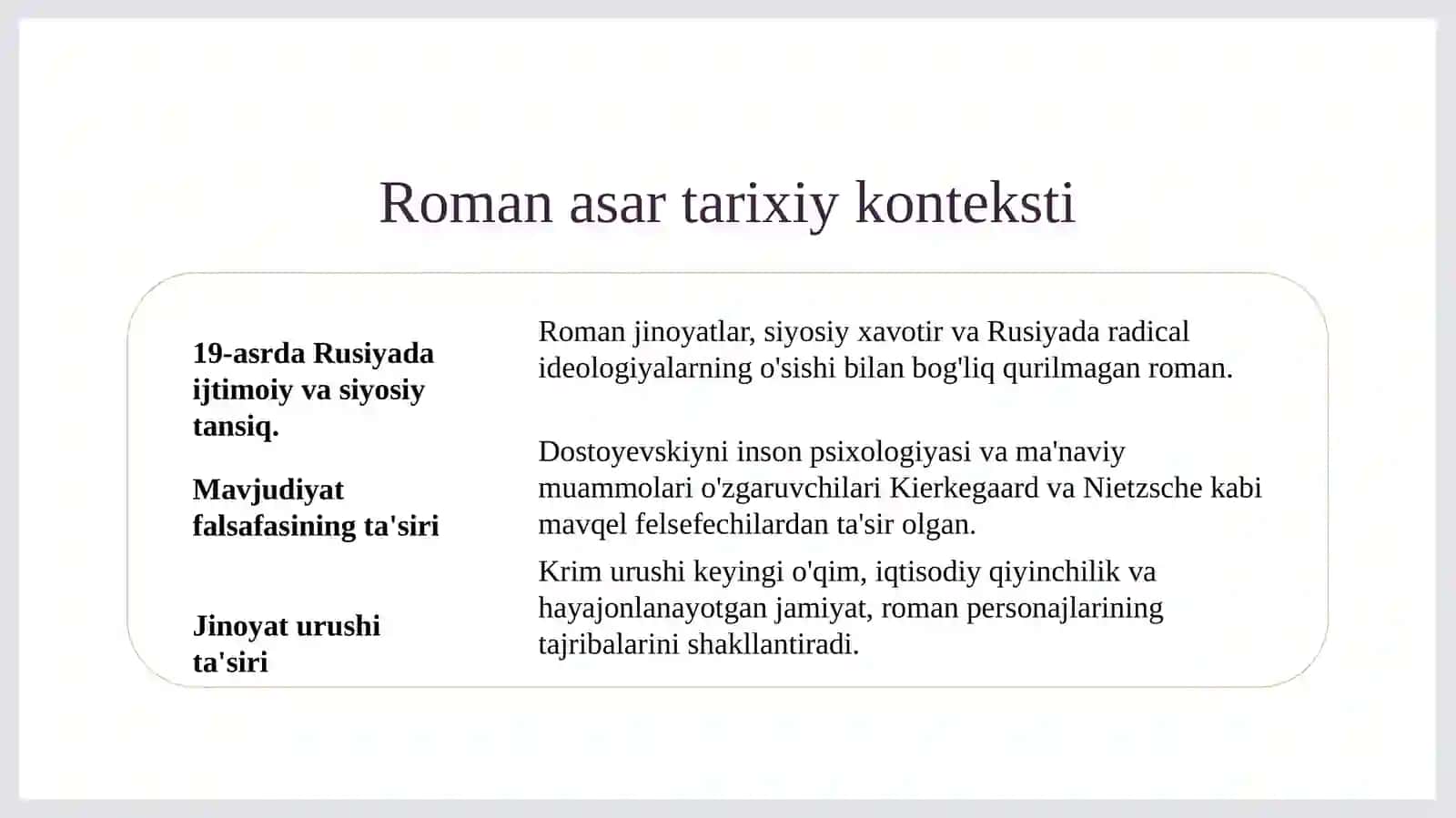 Fyodor dostoyeviskiyning jinoyat va jazo  asarida inson va tabiat talqini 3