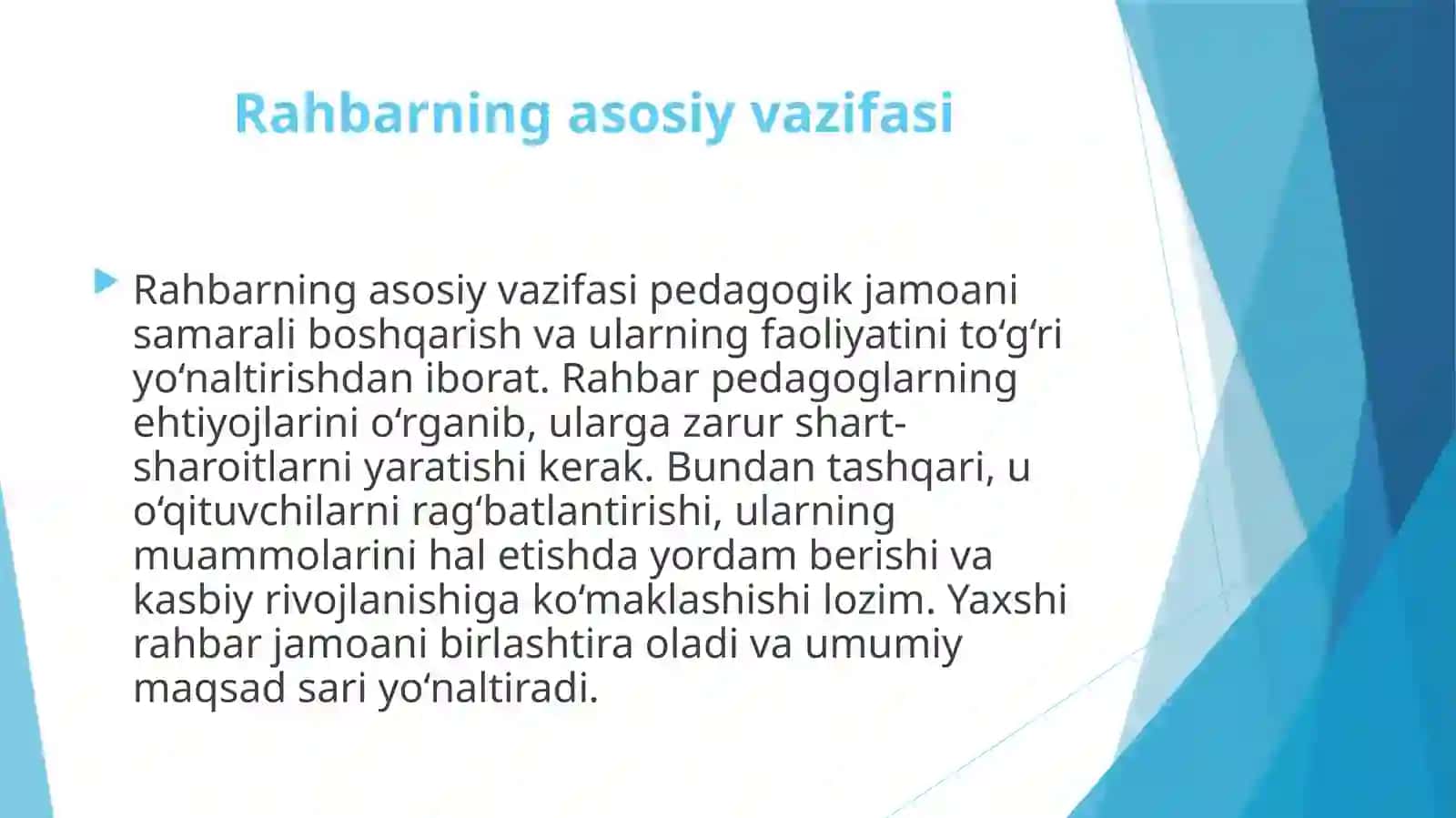 Pedagoglarningkasbiy faolligini oshirishda rahbarlarning vazifalari 3