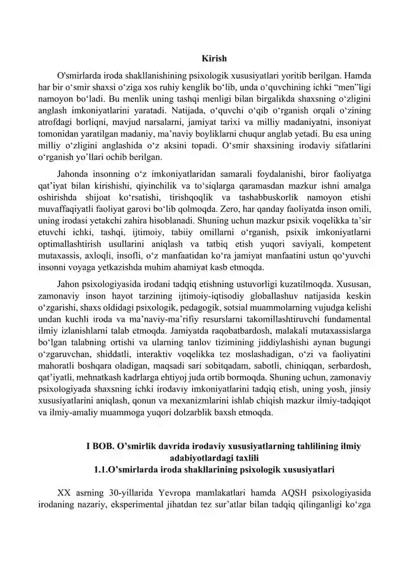 O'smirlik davrida irodaviy xususiyatlarni taxlili 3