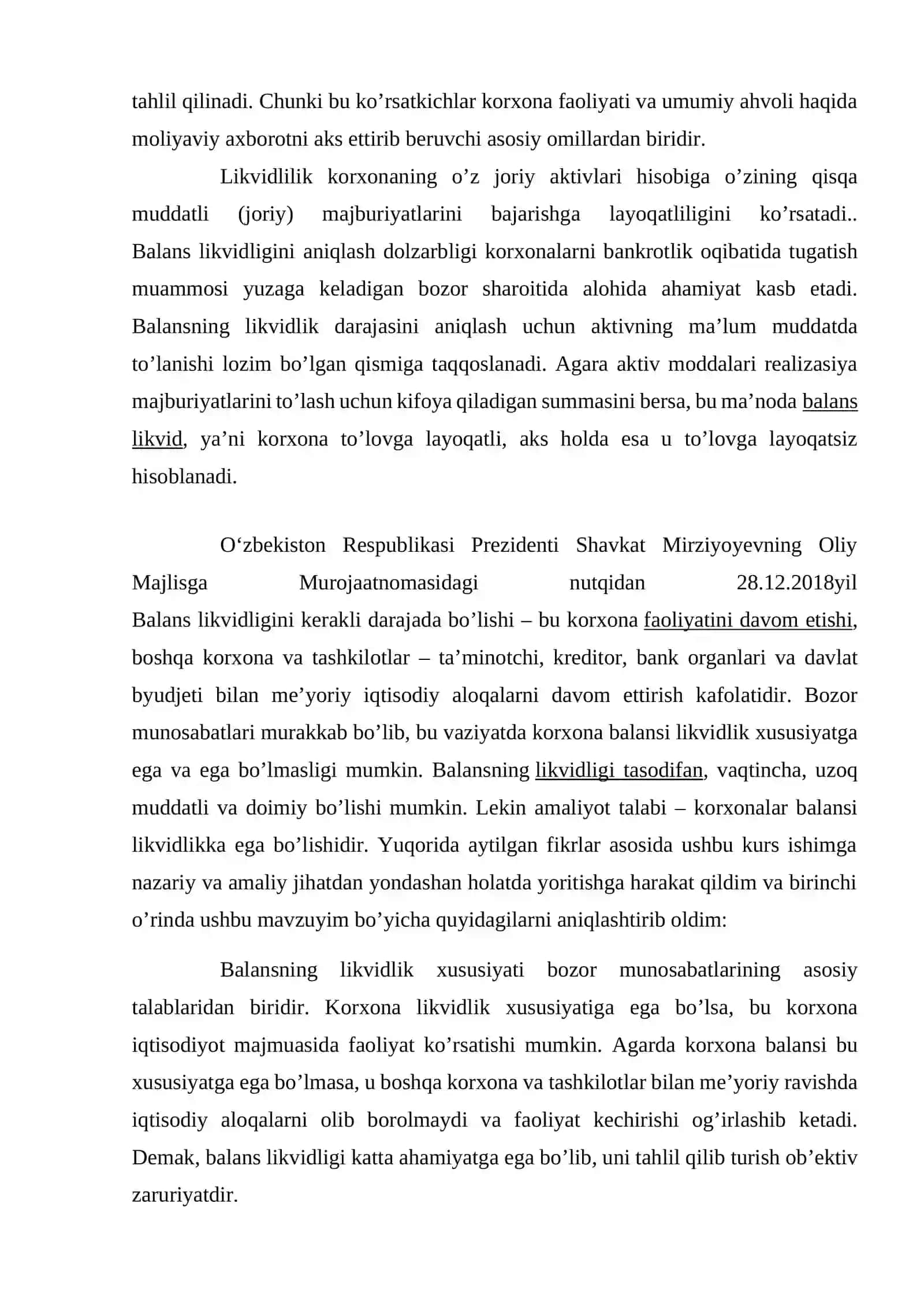 Likvidlilik ko’rsatkichlari. Balans likvidliligini tahlili 3