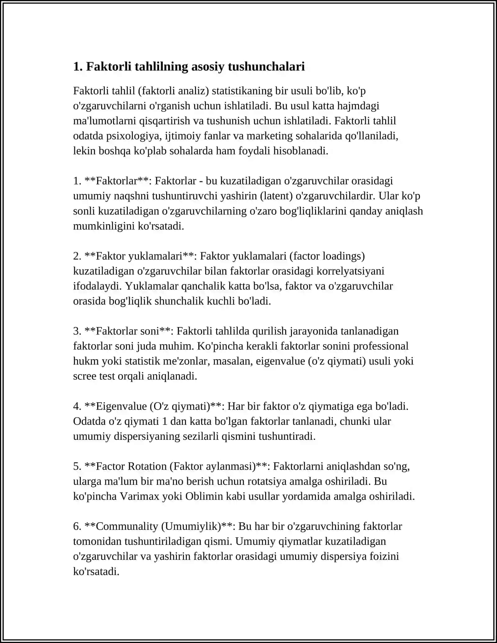 FAKTORLI TAHLIL, KO‘P TOMONLAMA ISHLOV BERISH. KLASTER TAXLIL HAQIDA 3