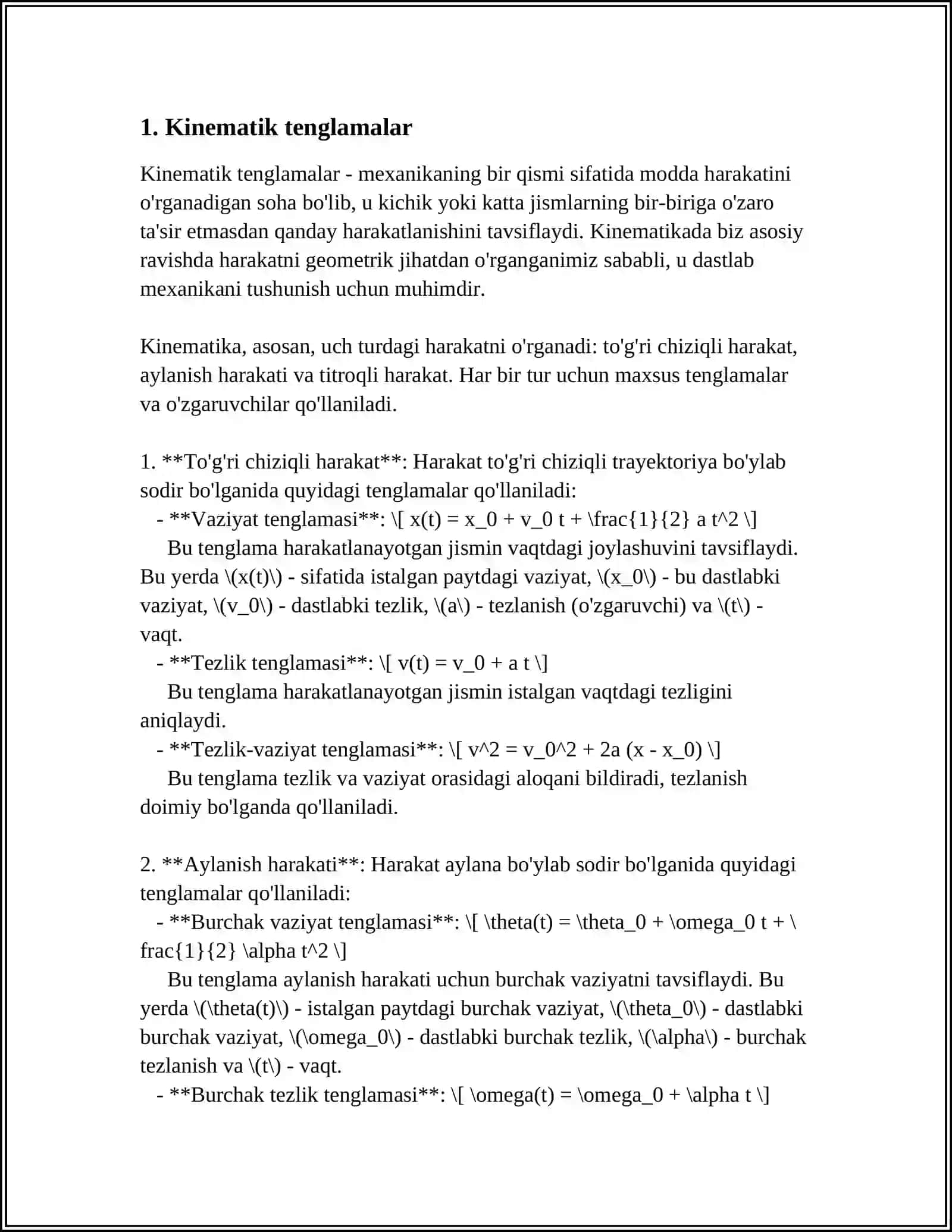 MUSTAQIL ISH Mavzu: O'ZGARUVCHAN MASSALI JISM HARAKATI 3