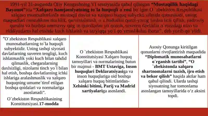 O`zbekiston va Jahon Hamjamiyati 3