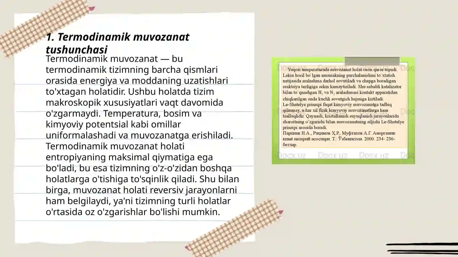 Termodinamik muvozanat konstantasi 3