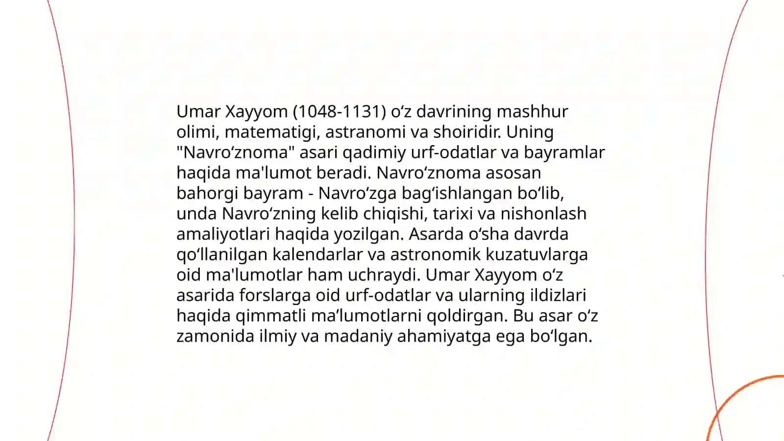 Umar Xayyom "Navro‘znoma" asari tahlili 3