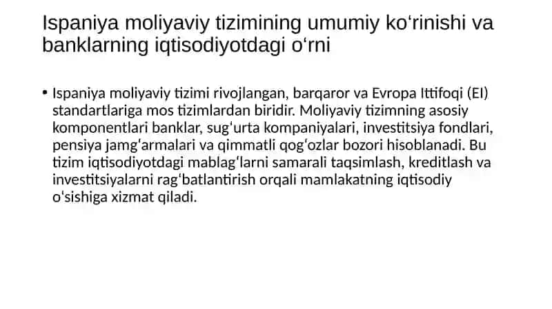 Ispaniya Moliyaviy Tizimi 3