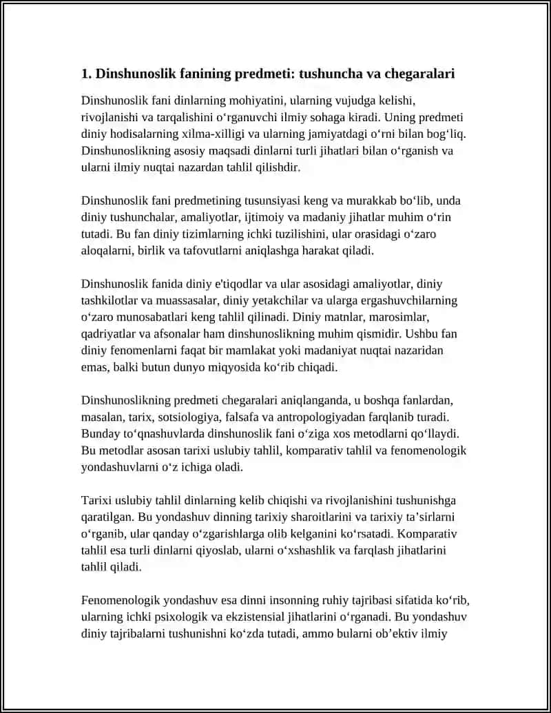 DINSHUNOSLIK FANINING PREDMETI, MAQSADI VA VAZIFALARI 3