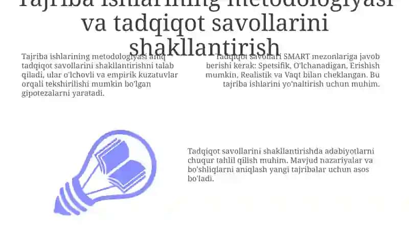 Ilmiy tadqiqotda tajriba-sinov ishlarini olib borish (taqdimot shaklida) 3