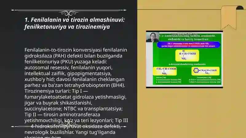 Fenilalanin va tirozin almashinuvi: fenilketonuriya va tirozinemiya 3