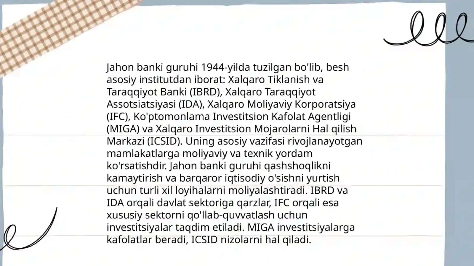 Jahon banki guruhi va unga kiruvchi tashkilotlar faoliyati 3