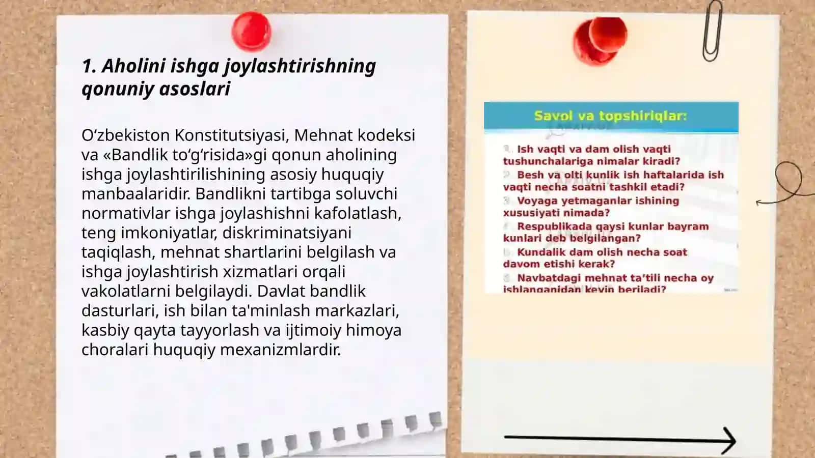 Aholini ishga joylashtirish.Mehnat shartnomasi.Ish vaqti va dam olish vaqti 3