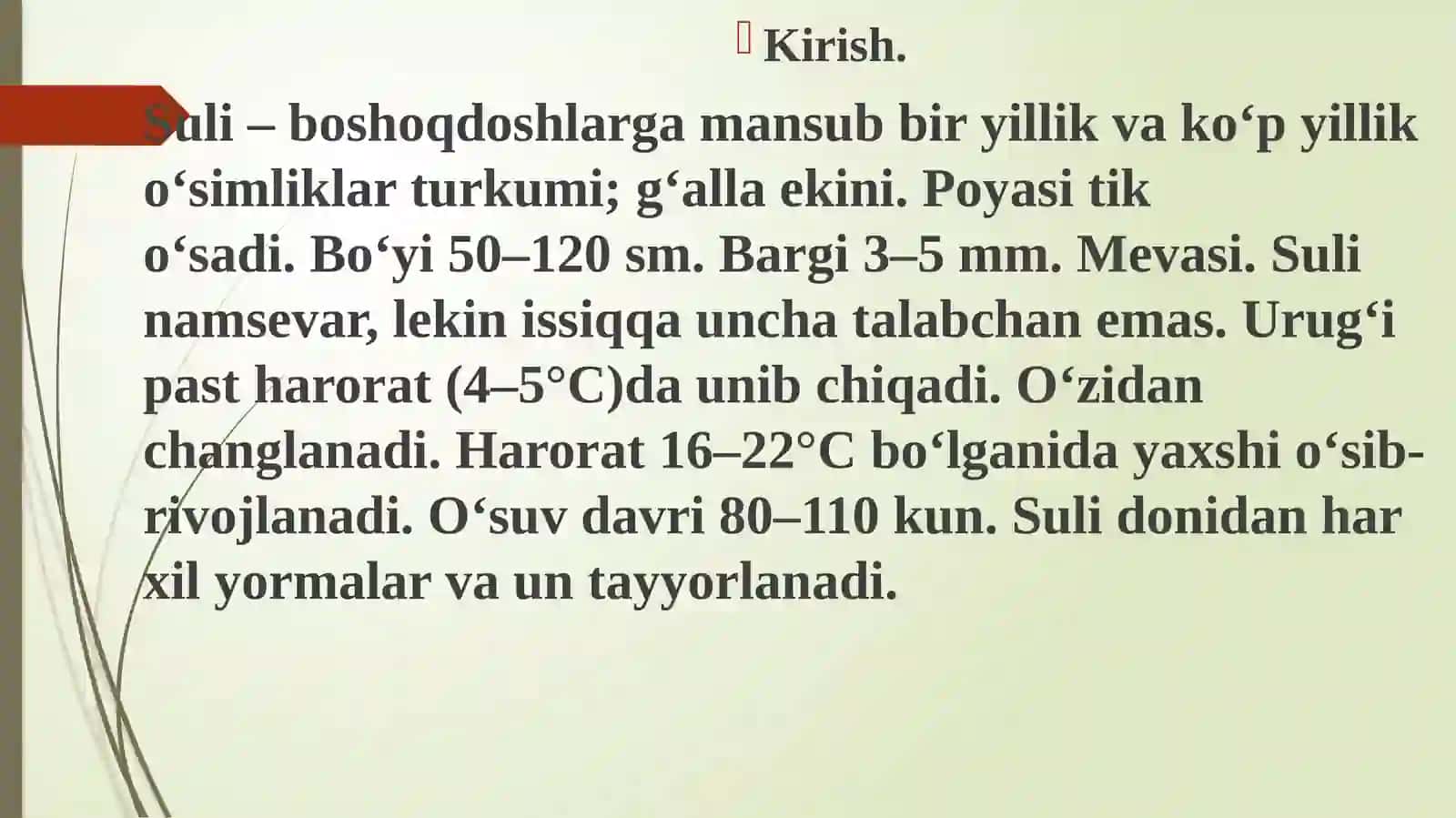 Agrokimyo va agrotuproqshunoslik yo’nalishi 401-guruh talabasi erkino va mohichehraning o`g`it qo`llash tizimi fanidan kurs ishi taqdimoti 3