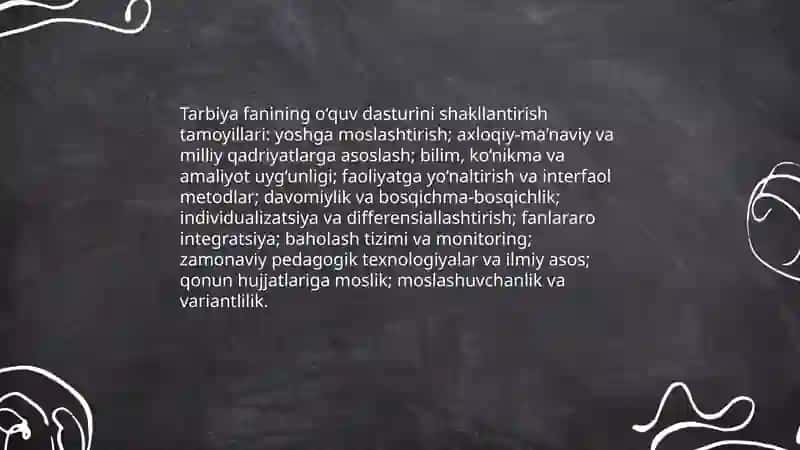Tarbiya fanining o‘quv dasturini shakllantirish tamoyillari 3