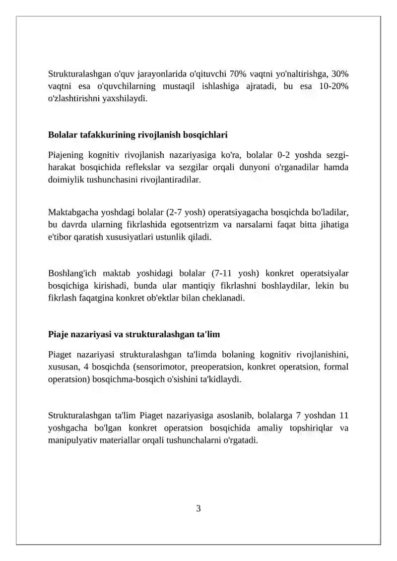 Strukturalashgan o'quv jarayonlarida bola tafakkurining rivojlanishi 3
