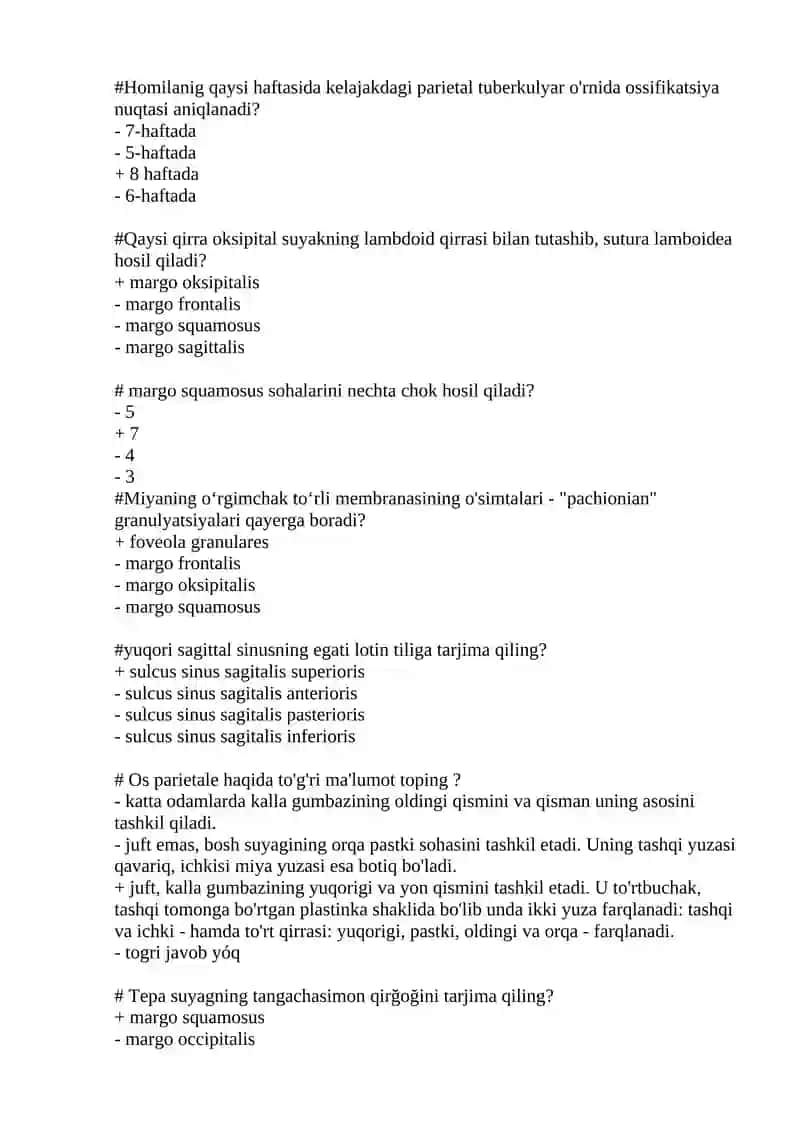 KALLA SUYAGI MAVZUSIGA TEST 3