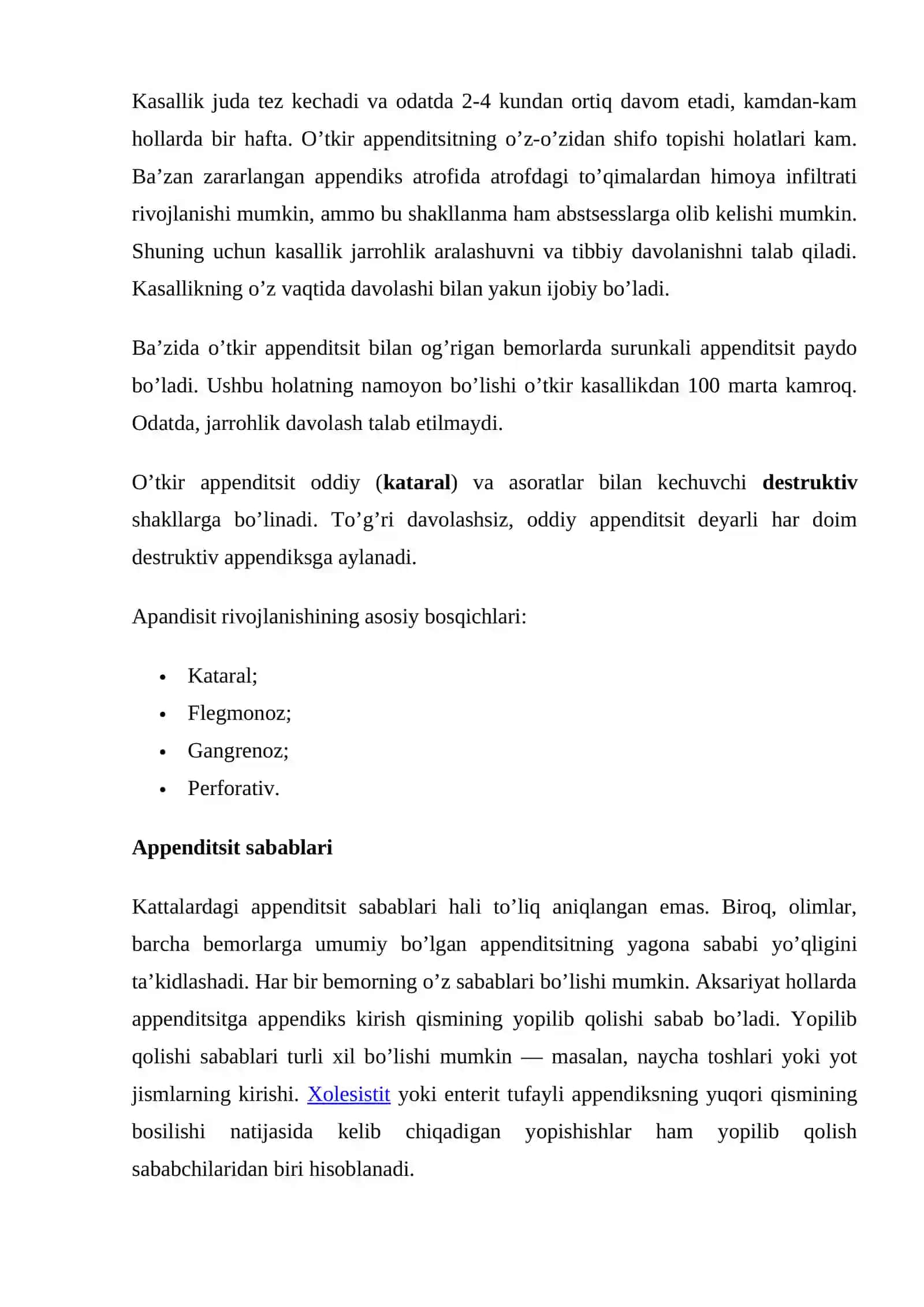 APENDITSIT, XOLISTITSIT, PERITONIT, MEDA VA 12 BARMOQ ICHAK YARASI ASORATLARI 3