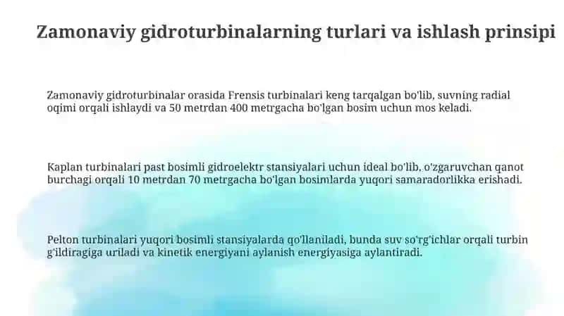 Zamonaviy gidroturbinalar va ularnig rivojlanish tendensiyalari 3
