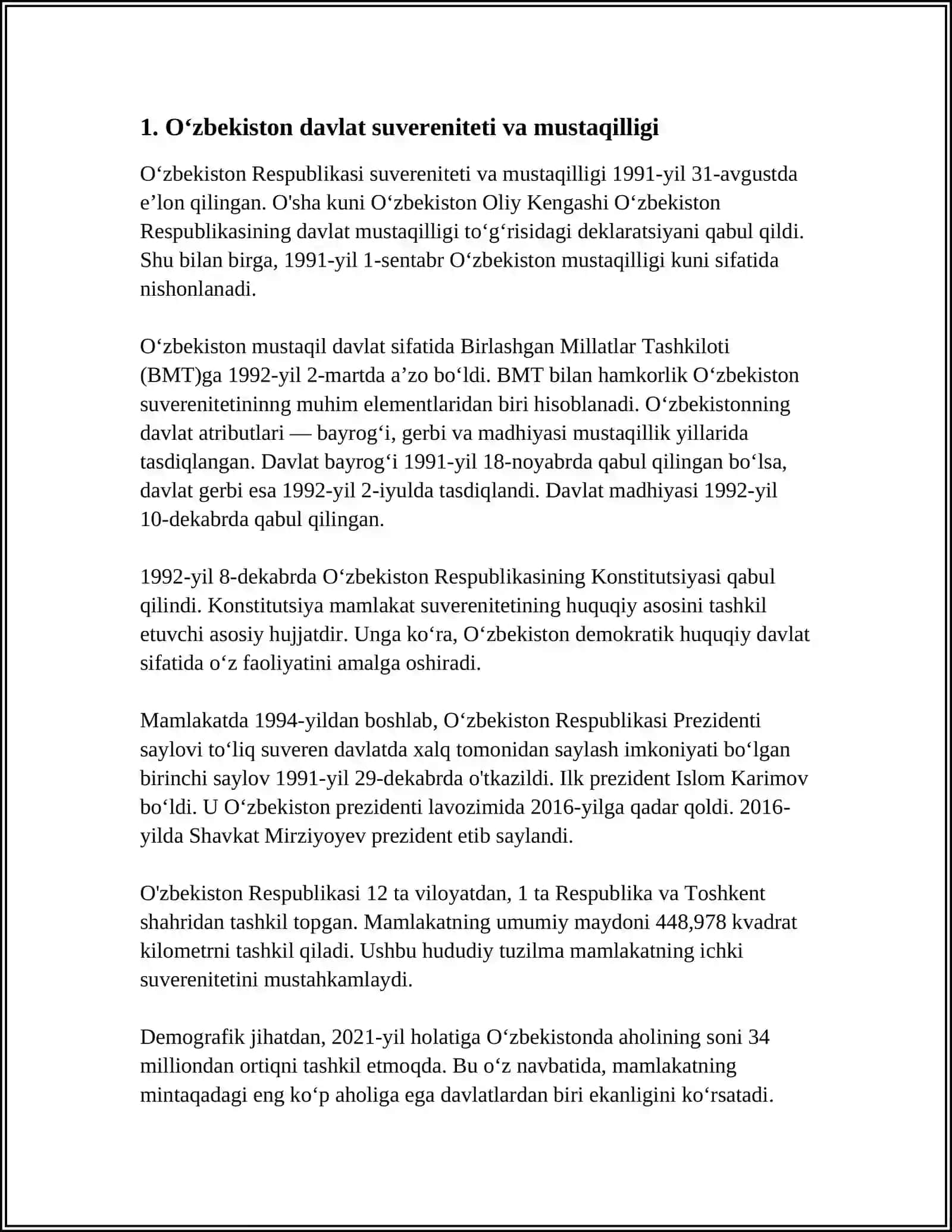 OZBEKISTON DAVLATCHLGNI SHAKLANSHI VA RIVOJLANTRISH 3