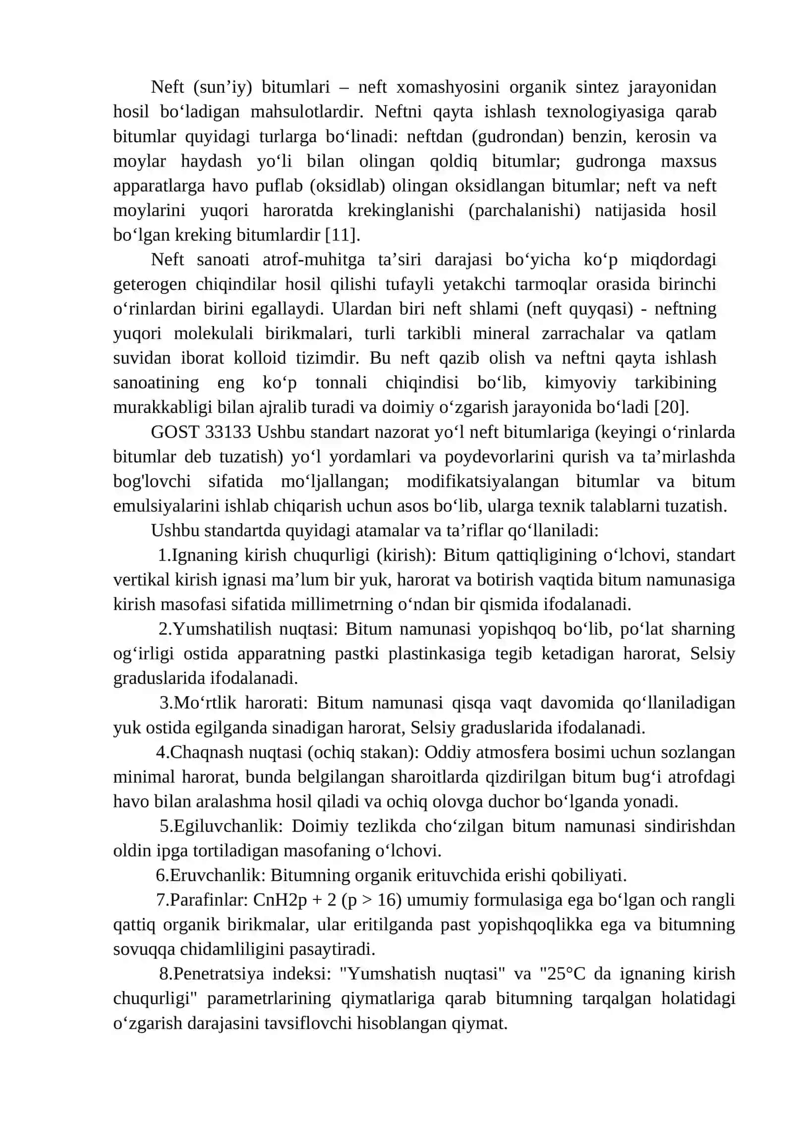 Neft yo‘l bitumlari va ularni yo‘l qurilishida ishlatilish sohalari 3