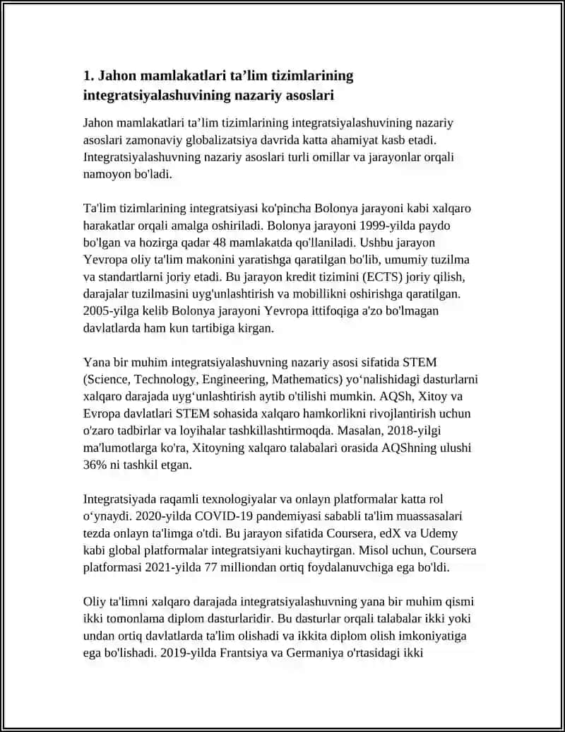 JAHON MAMLAKATLARI TALIM TIZIMINING INTEGRATSIYALASHUVI 3