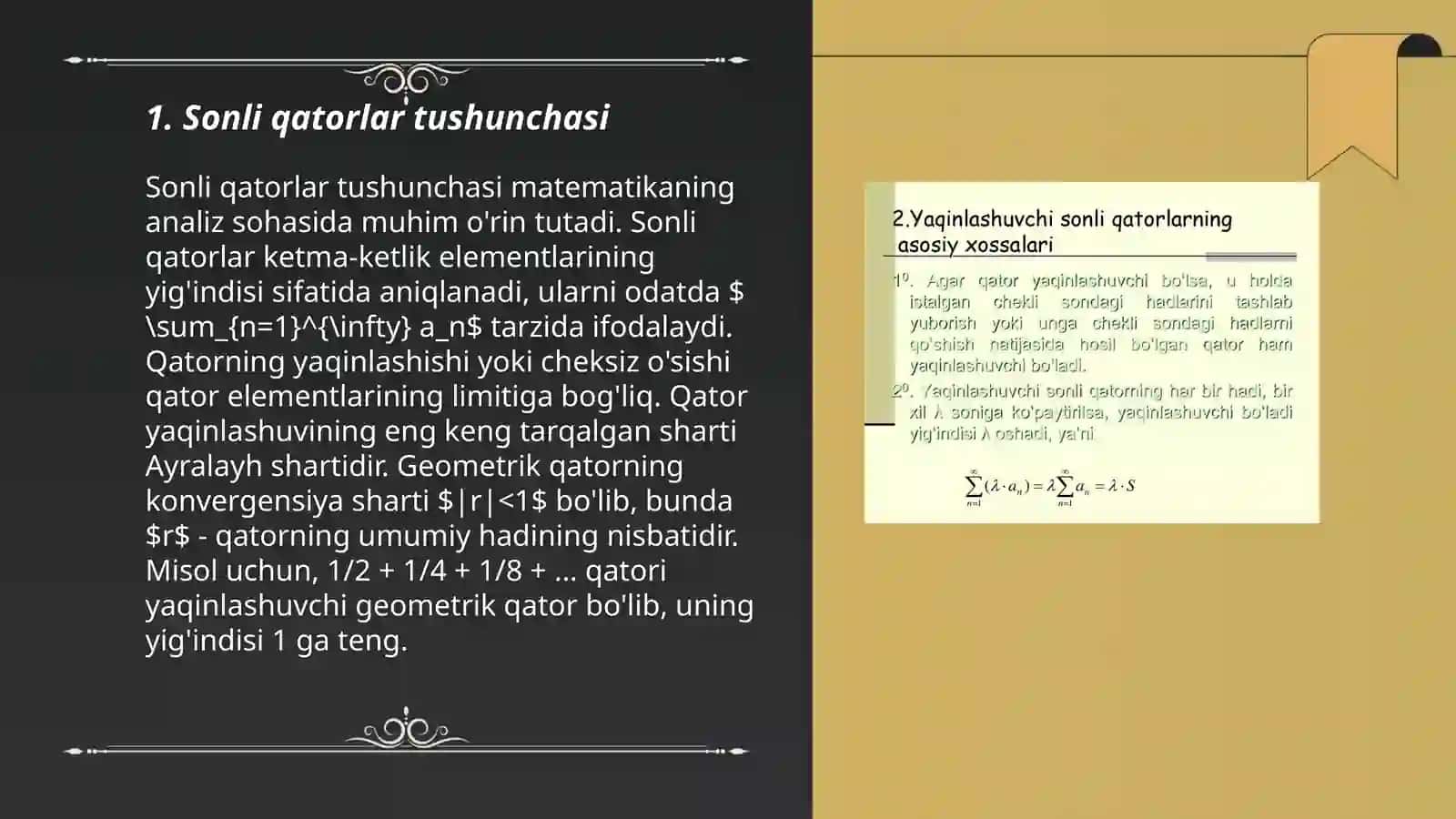 Sonli qatorlar va ularning yaqinlashishi 3