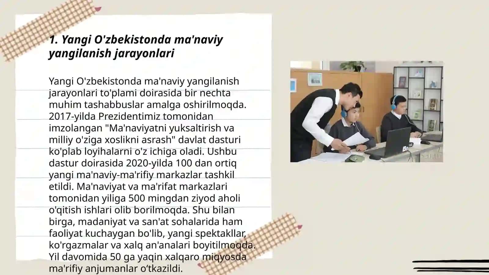 Yangi O'zbekistonda amalga oshirilayotgan ma'naviy o'zgarishlar 3