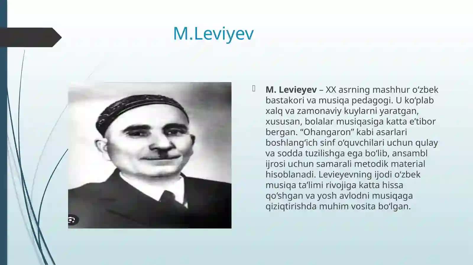 M. Levieyning “Ohangaron” kuyini ansambl ijrosida o‘rgatish metodikasi 3