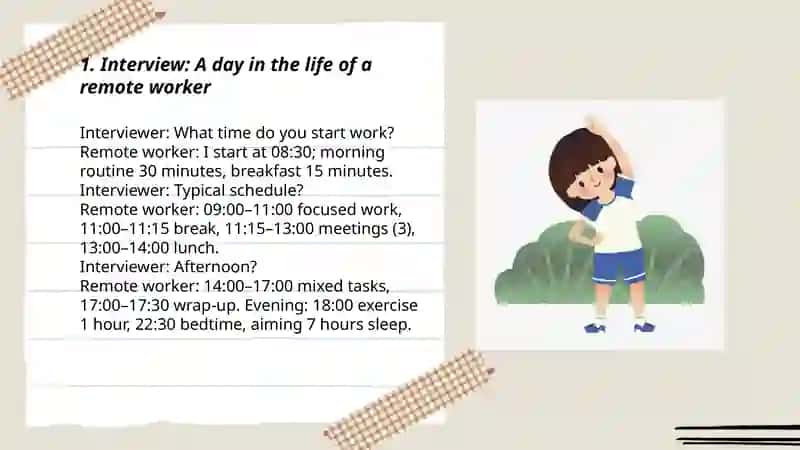 Daily activities. People and their lifestyles (presented in the form of an interview) 3