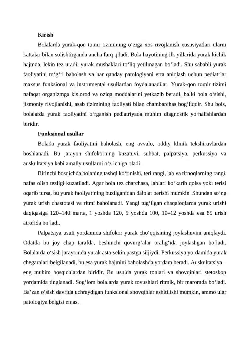 Bolalarda yurak-qon tomir tizimini o'rganishning funksional va instrumental usullari 3