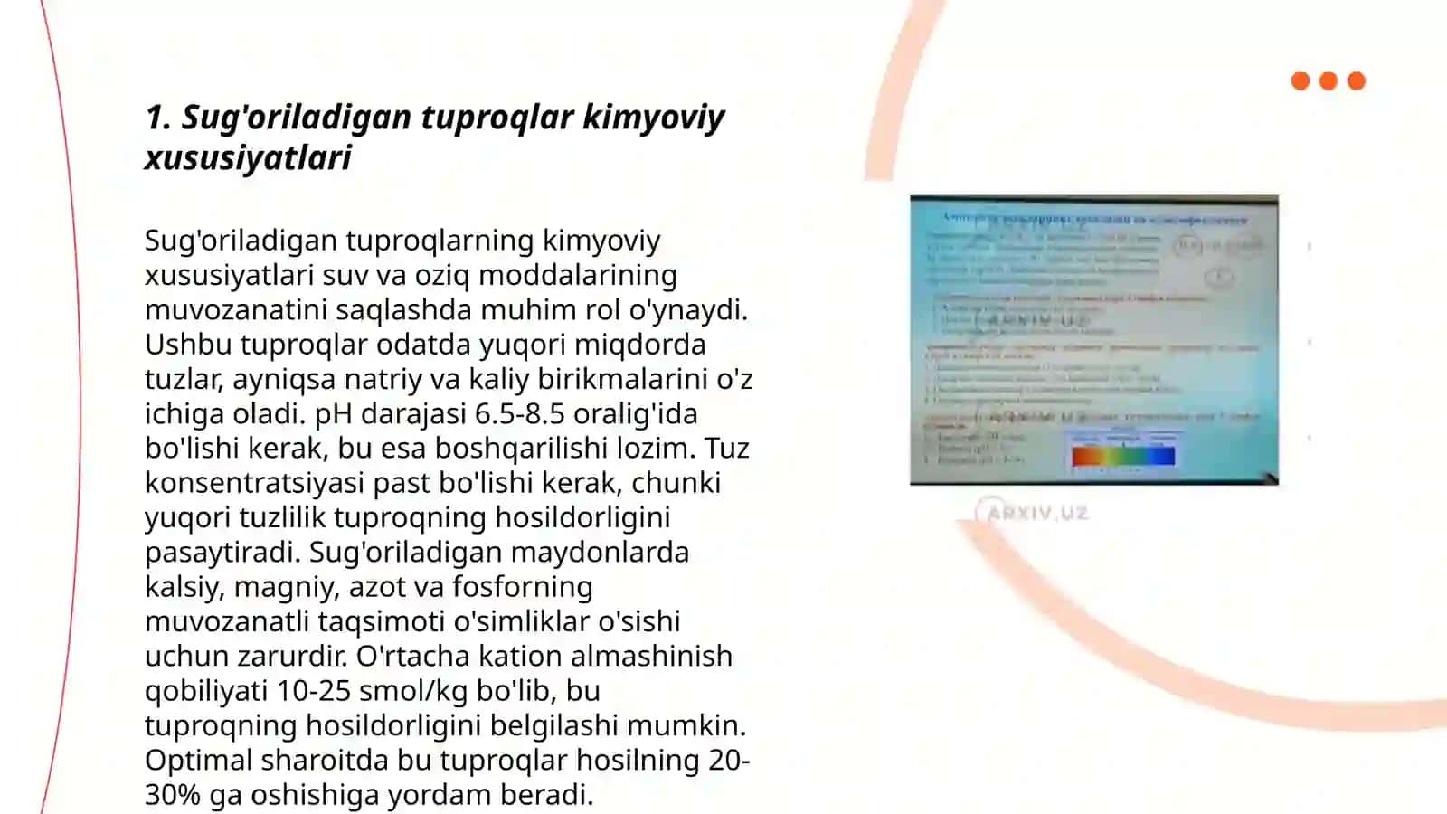 Sug'oriladigan tuproqlar kimyoviy xususiyatlari 3