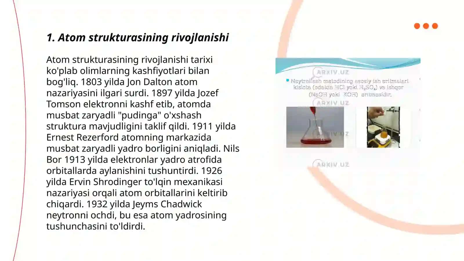 Atom fizikasi. Atomning yadroviy modeli. 27 Vodorod atomi uchun Bor nazariyasi. Frank va Gers 3
