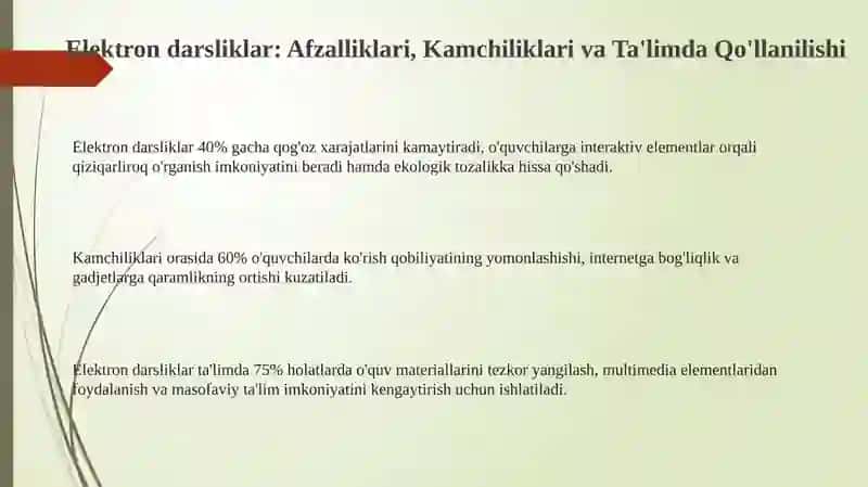 Elektron darsliklar va ularni ta’lim sohasida qo‘llanishi 3