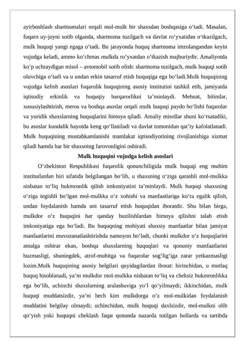 Mulk huquqini vujudga kelish asoslari 3