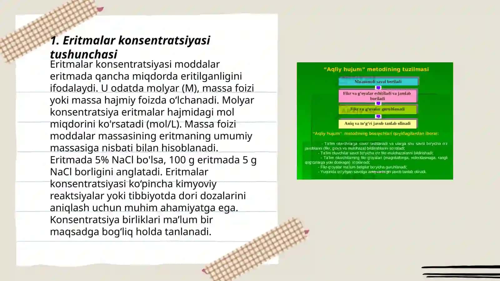 Eritmalar konsentrasiyalari orasidagi bogʻliqlik 3