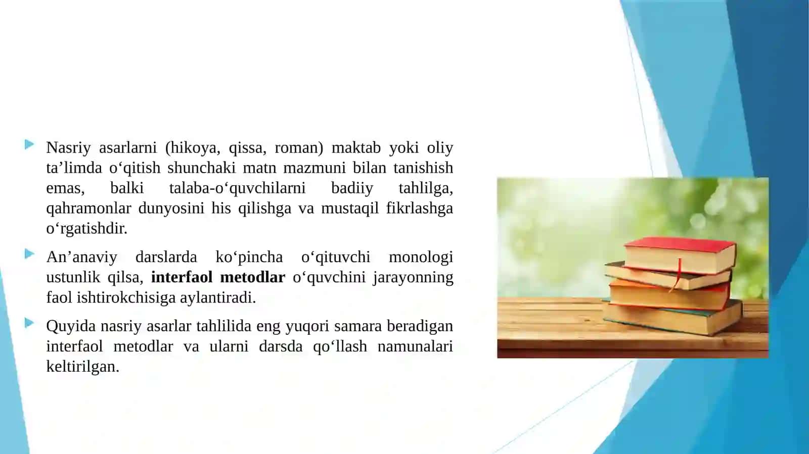 Nasriy asarlarni o'qitishda interfaol metodlardan foydalanish 3