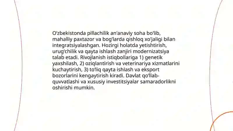 O’zbekistonda pillachilikni rivojlantirish masalalari 3