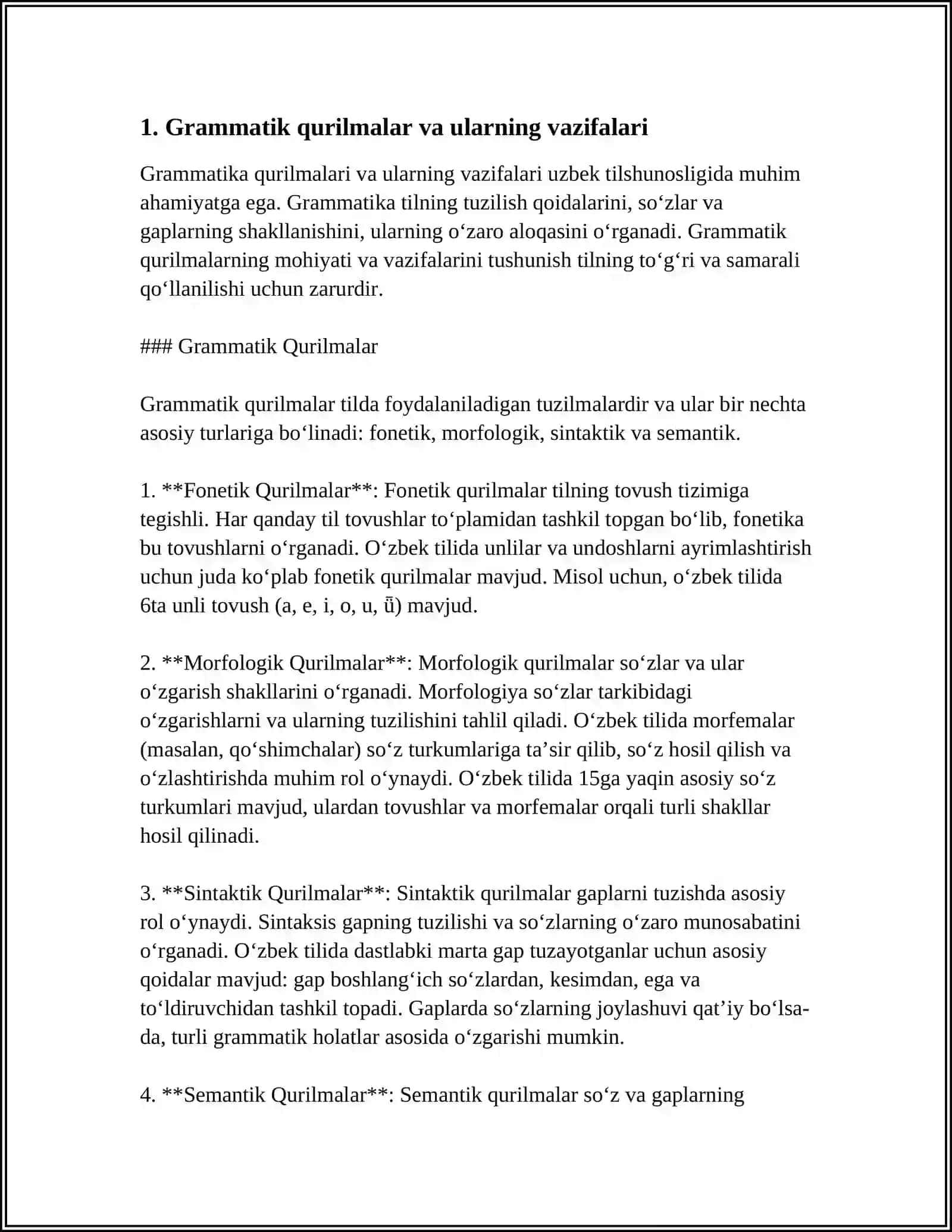 GRAMMATIKA, MORFOLOGIYA, MORF VA MORFEMA. SO'Z TURKUMLARI VA SO'Z YASALISHI 3
