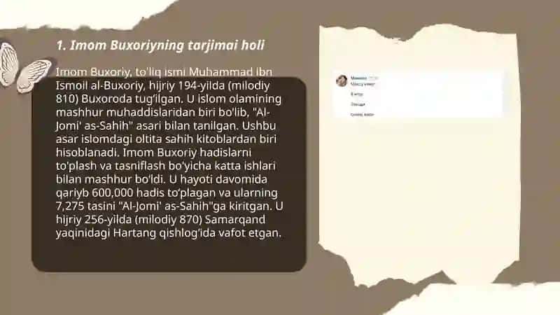 Imom Buxoriy va Imom Termiziyning hadisshunoslikka qóshgan hissasi 3