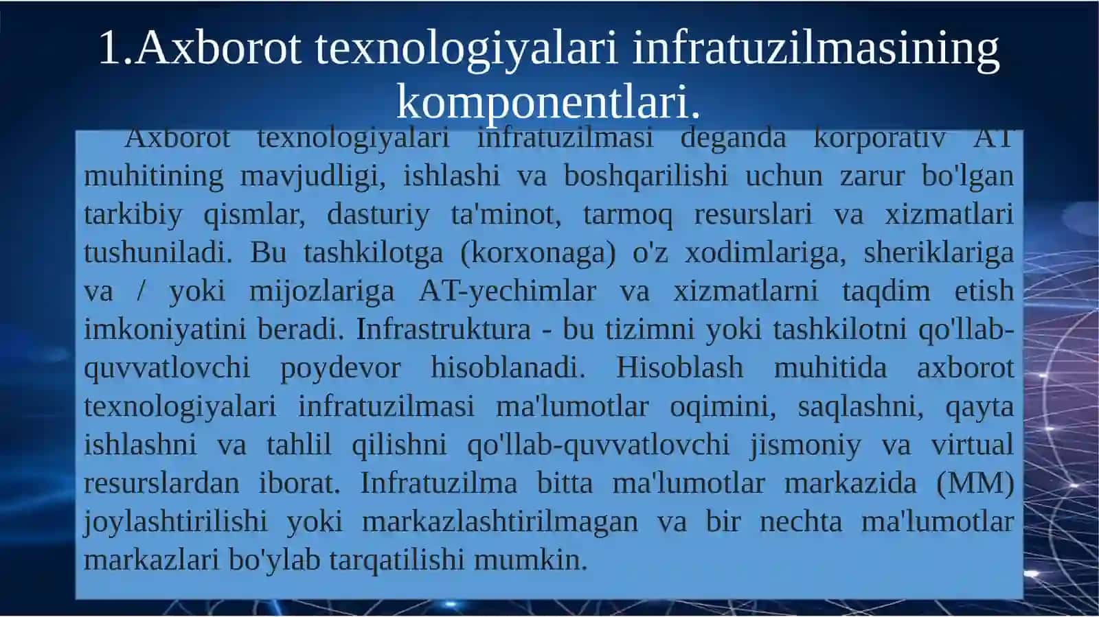 Axborot tеxnologiyalari infratuzilmasining komponеntlari 3