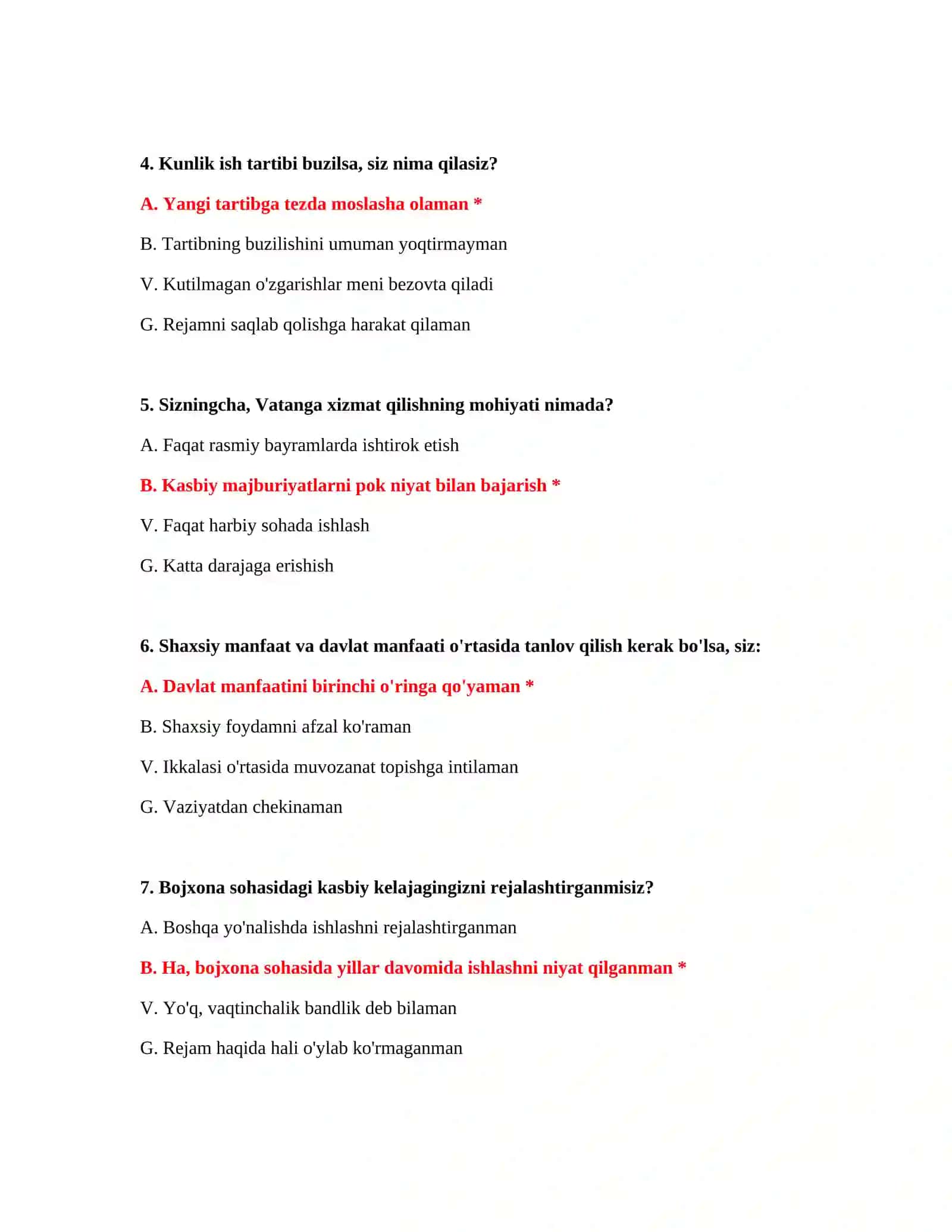 Bojxona xodimi bo‘lish uchun test savollari 3