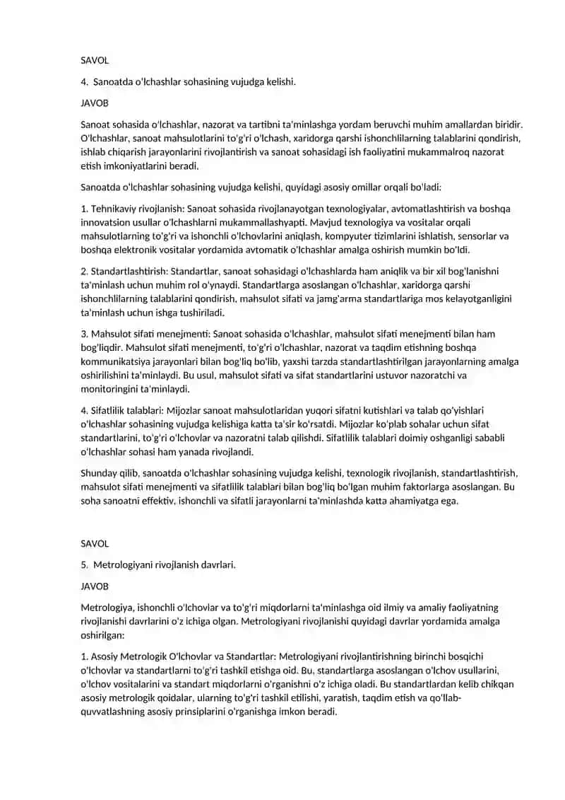 Metrologiya, standartlashtirish va mahsulot sifati menejmenti 3