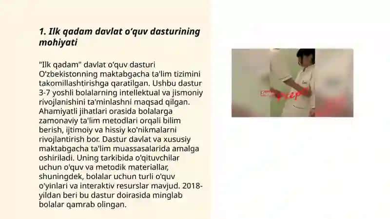 Ilk qadam davlat oʻquv dasturi va uning amaliyotdagi oʻrni 3