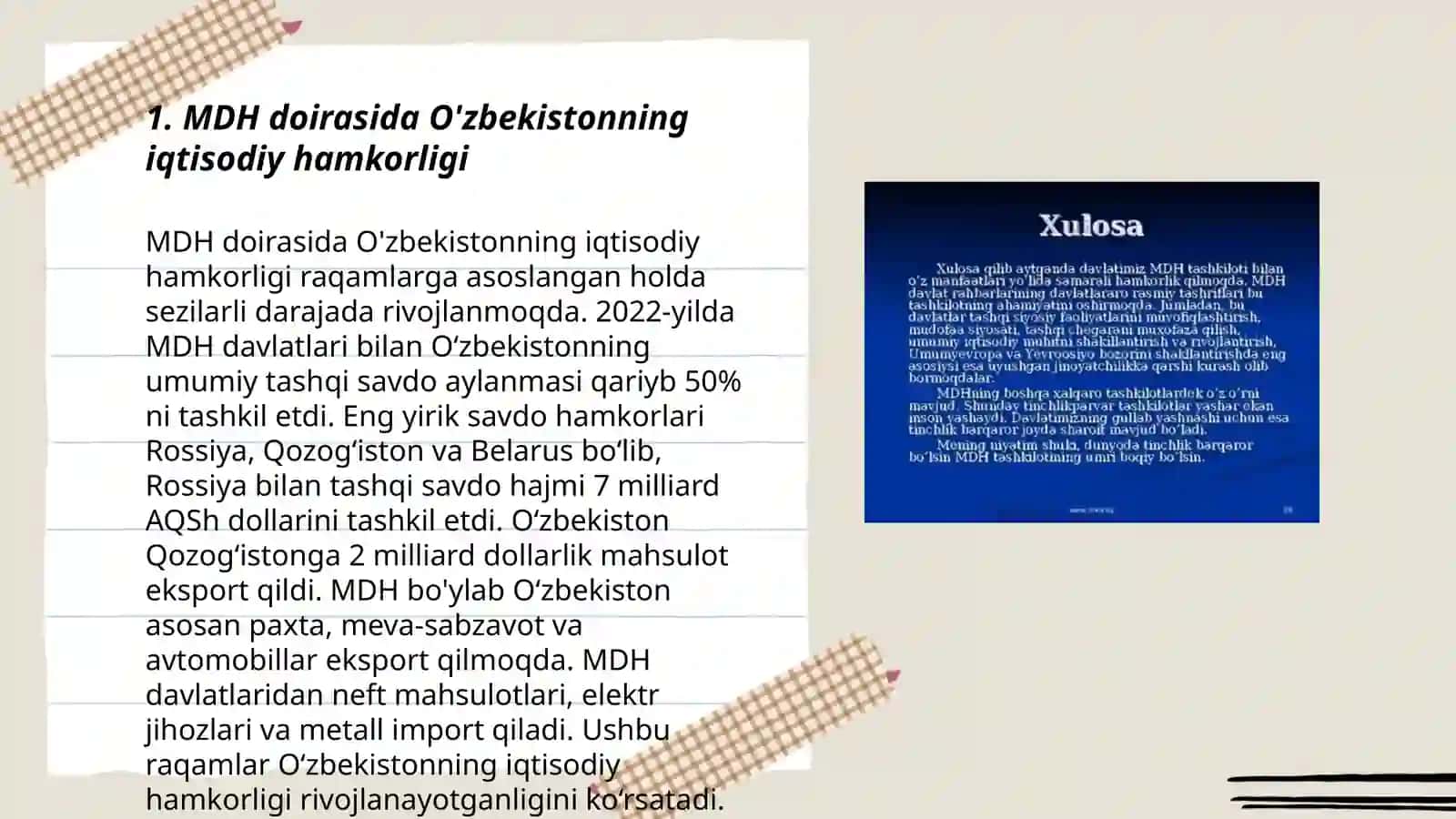 O'zbekitoning MDH bilan hamkorligi 3