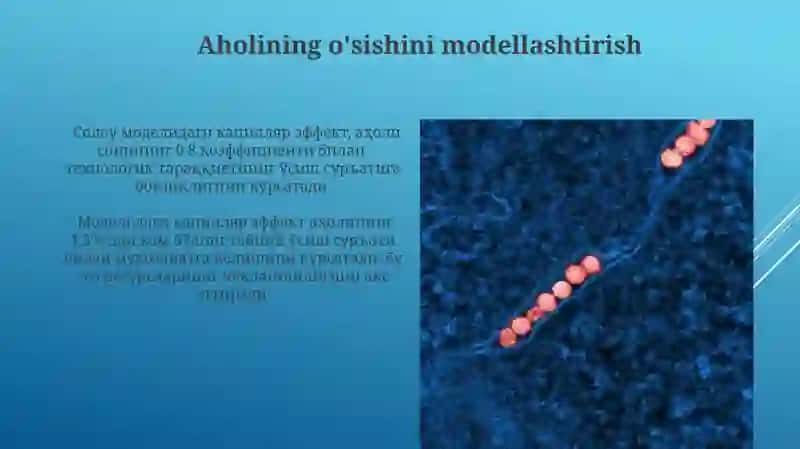 R.Solou modelida kapilatling chiqib kelishi aholi soni oʻsishning barqaror muvozanati 3
