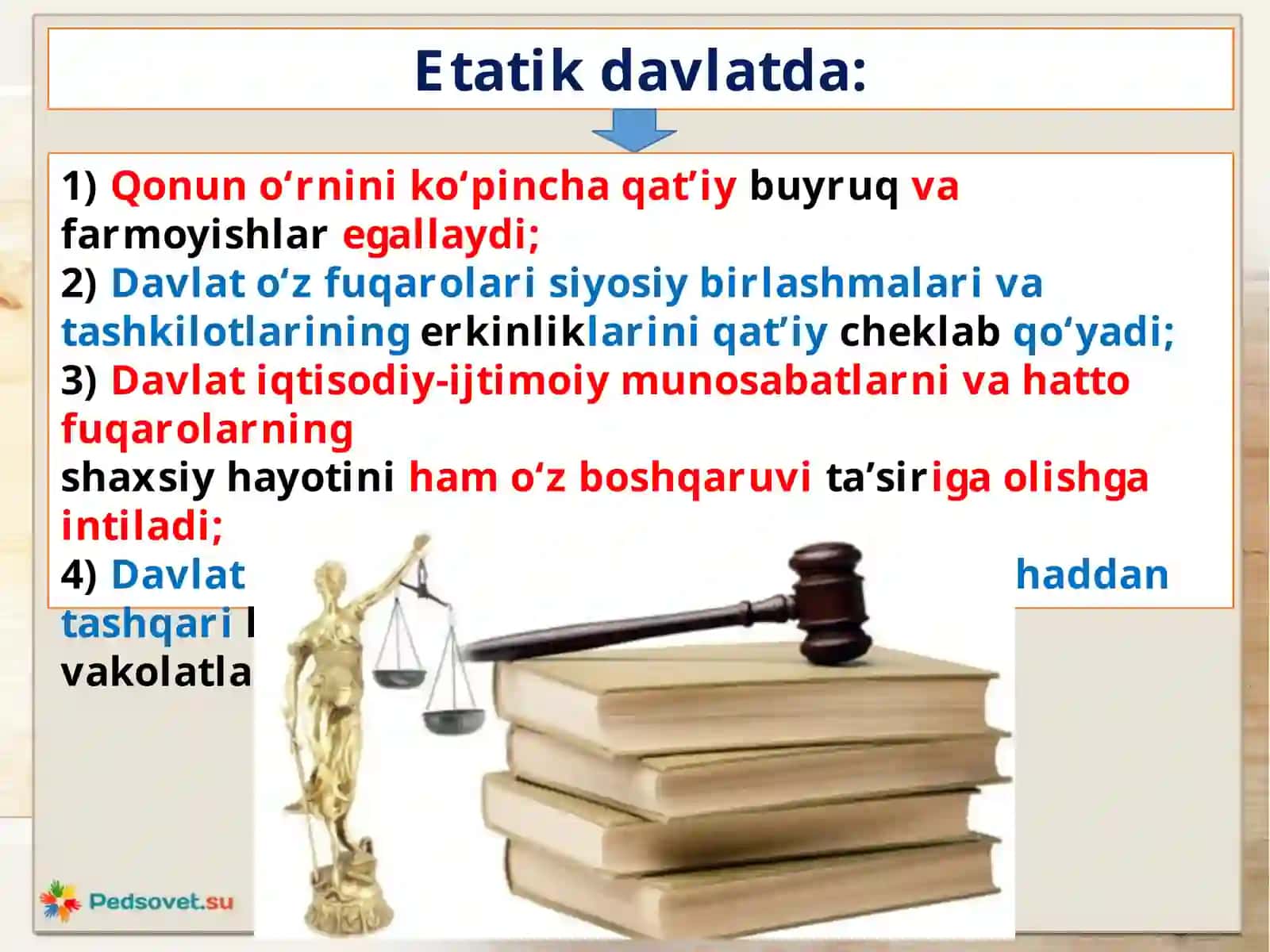 8-sinf O'zbekiston davlati va huquq asoslari fanidan 10-mavzu 3