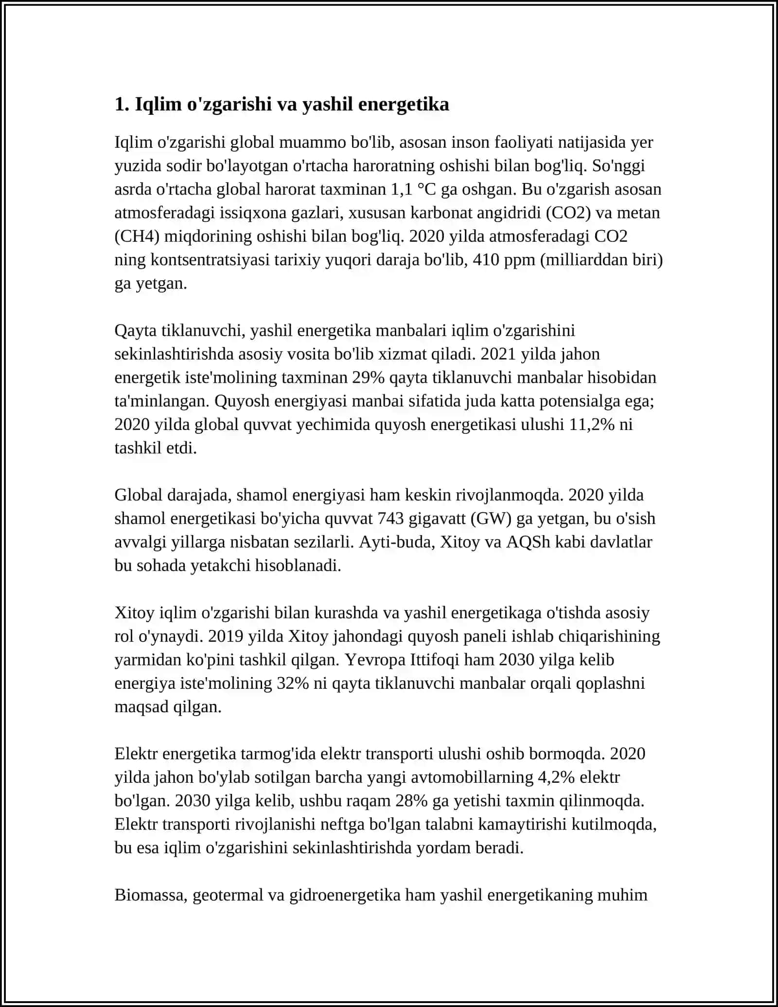REFERAT YASHIL ENERGETIKANING RIVOJLANISHIGA TA'SIR QILUVCHI OMILLAR 3
