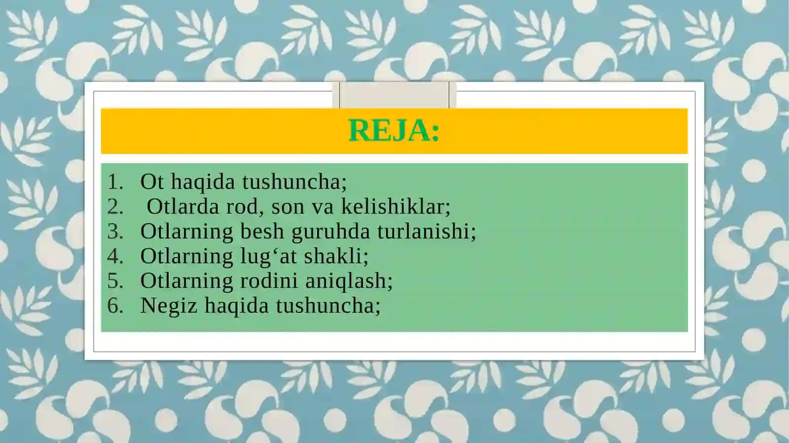 Grammatik kategoriyalari. Lug'at shakli haqida tushuncha 3