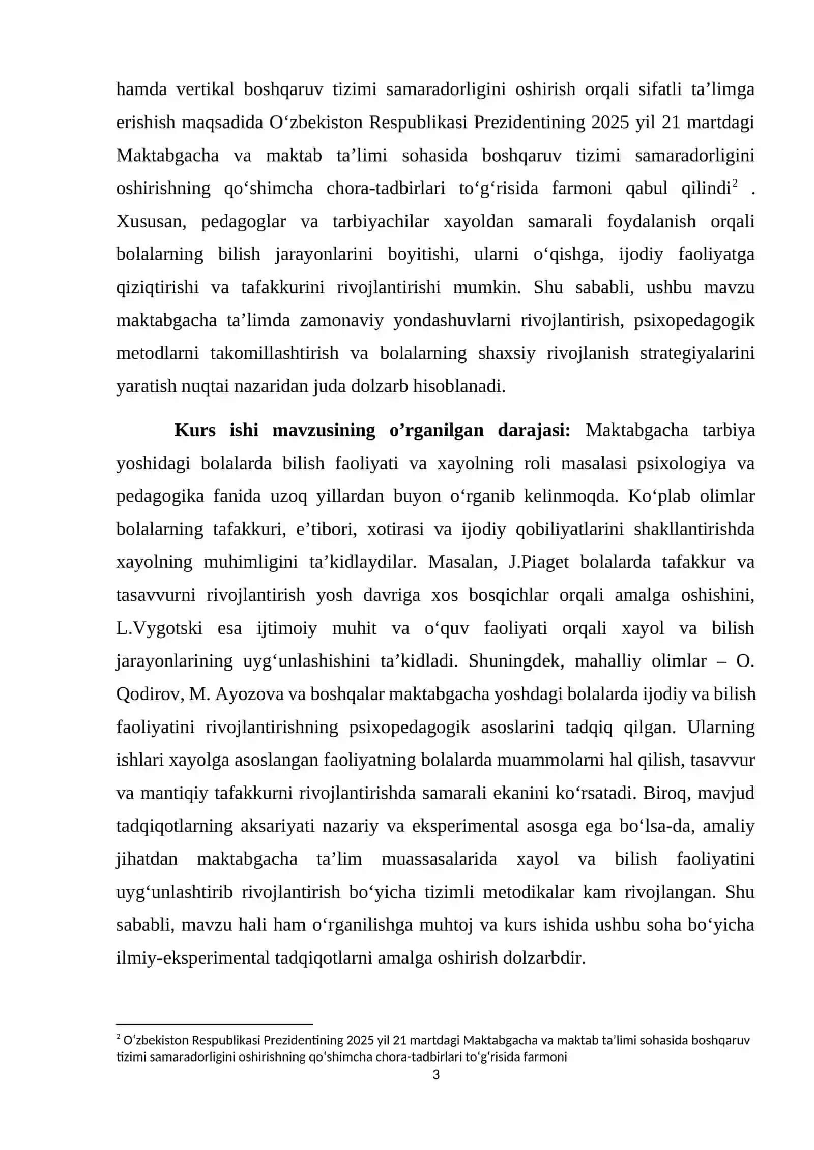 Maktabgacha tarbiya yoshida bolalarni bilish faolligini nazariy jihatdan oʻrganilishi 3