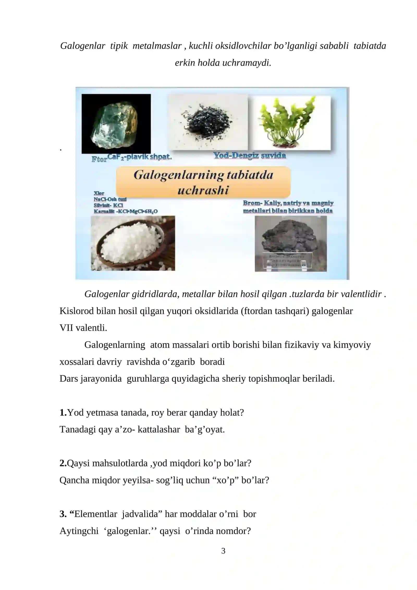 Kimyoviy elementlarning tabiiy oilalari 3